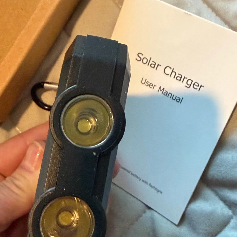 NEW Black Solar power Charger flashlight and compass